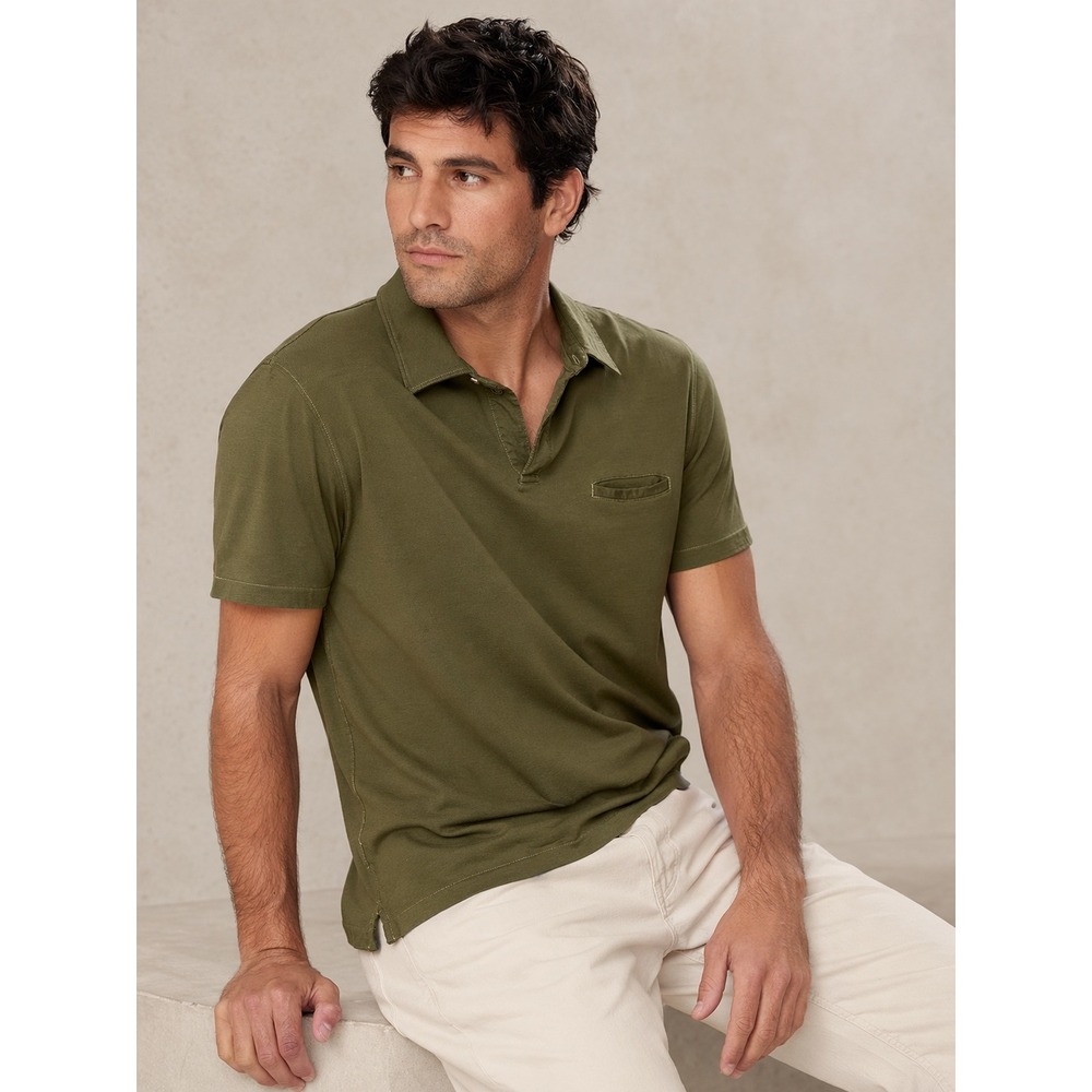 Banana Republic Polo Shirt Mens XL Olive Green Fitted‎ Pima Cotton Short Sleeve